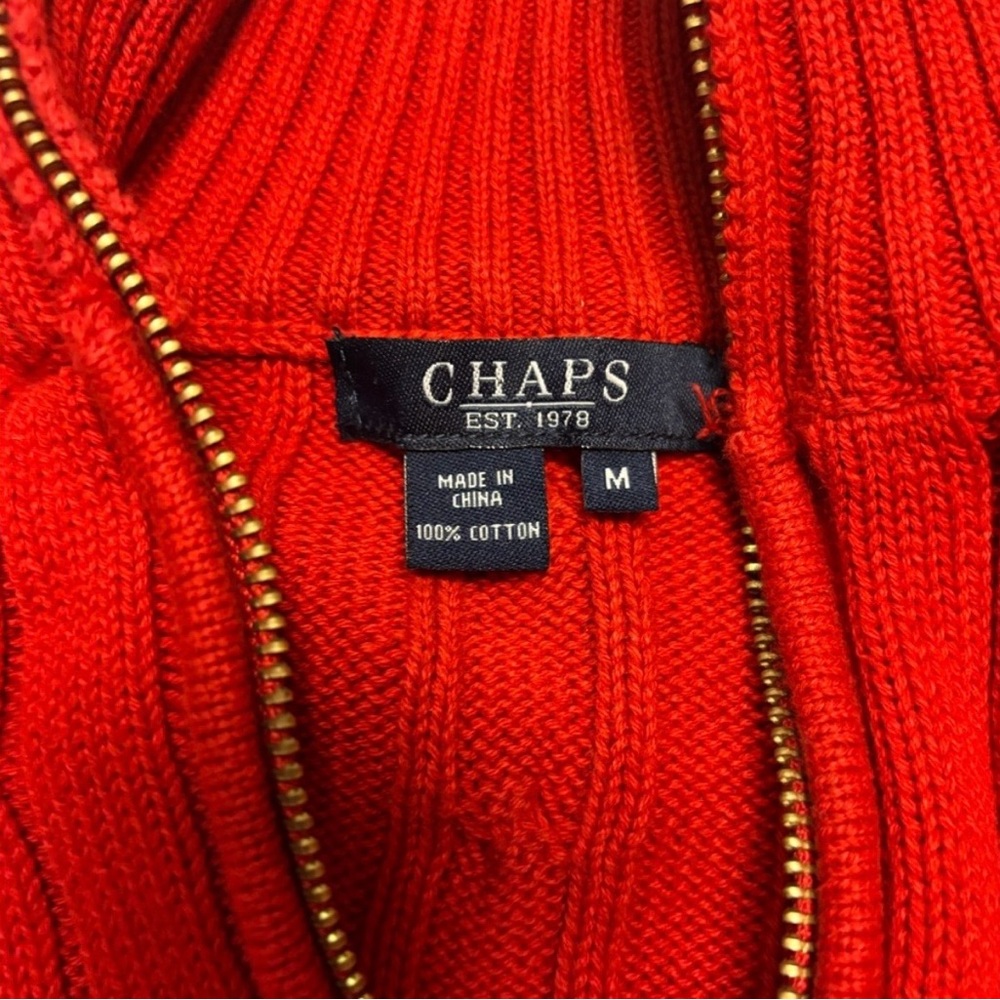 Chaps Red Zip-Up Cable Knit Sweater - Picture 2 of 7